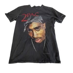 Vintage 2PAC Portrait T Shirt Black Short Sleeve Cotton Tee Size unisex small